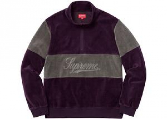 Supreme Velour Half Zip Pullover Purple XL